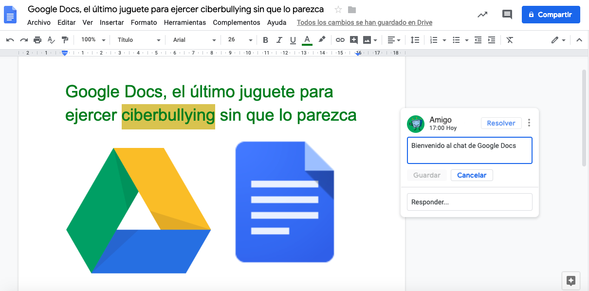 Google Docs está siendo utilizado para hacer ciberbullying